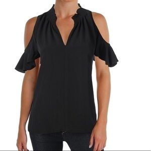 Rachel Rachel Roy Womens Crepe Ruffled Blouse Top